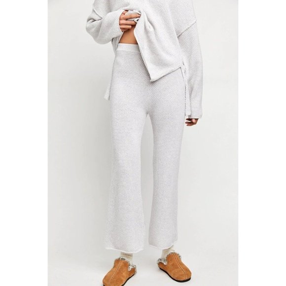 Free People Hailey Pants Ivory Heather Grey Relaxed Fit Pull On - Picture 1 of 7